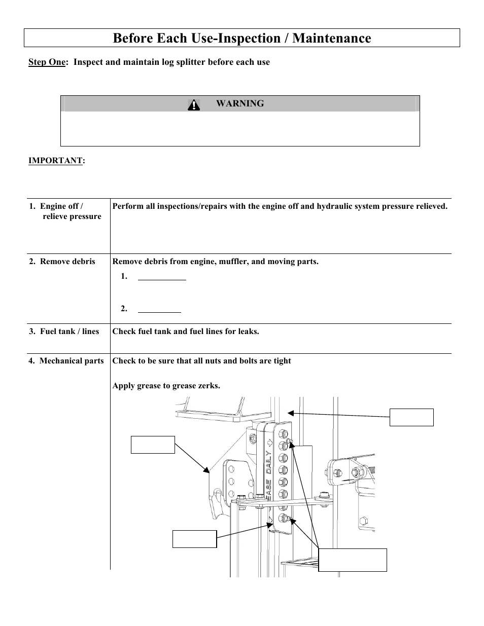 Before each use-inspection / maintenance | North Star M1108D User Manual | Page 14 / 45