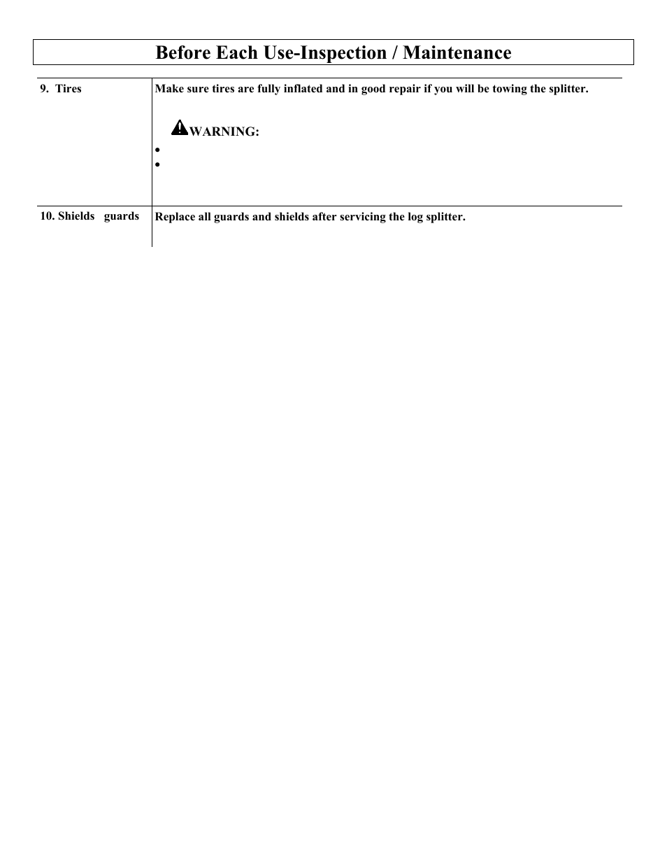 Before each use-inspection / maintenance | North Star M1108D User Manual | Page 16 / 45