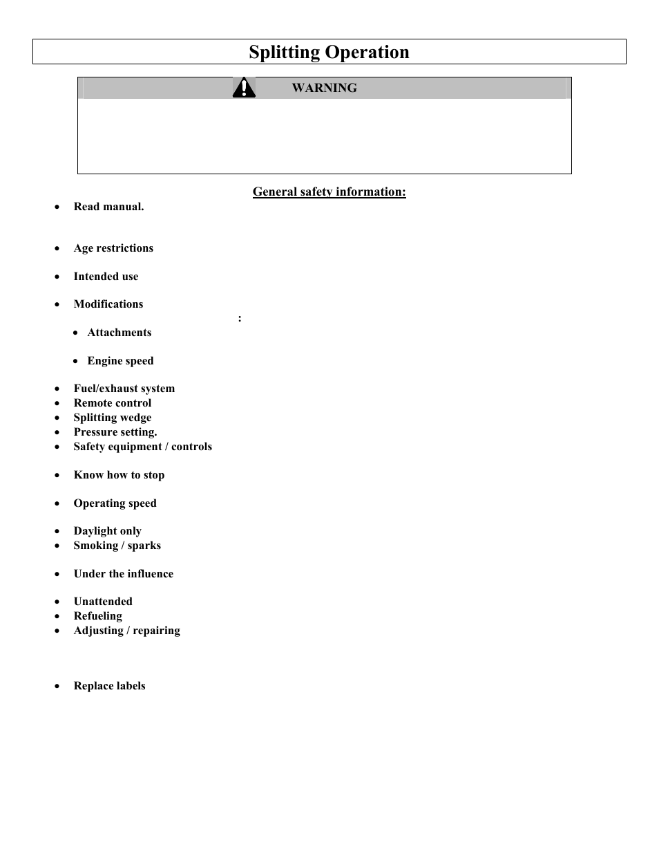 Splitting operation | North Star M1108D User Manual | Page 20 / 45