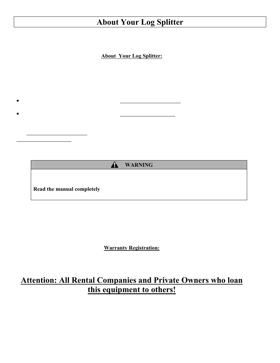 About your log splitter | North Star M1108D User Manual | Page 4 / 45