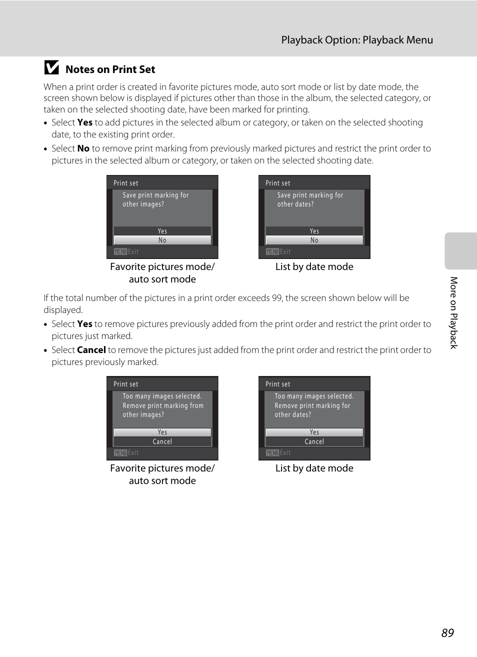 Playback option: playback menu | Nikon S205 User Manual | Page 101 / 184
