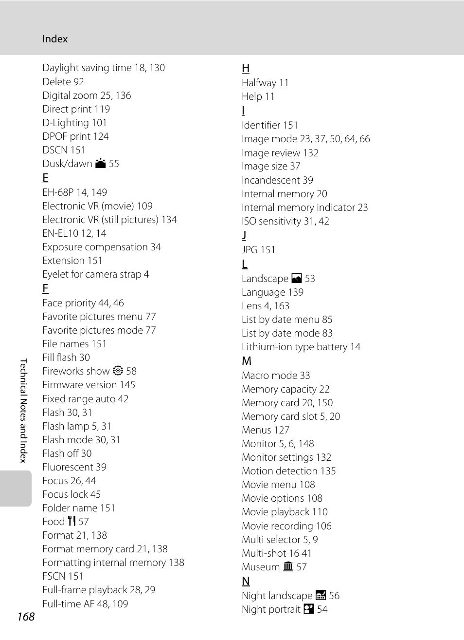 Nikon S205 User Manual | Page 180 / 184