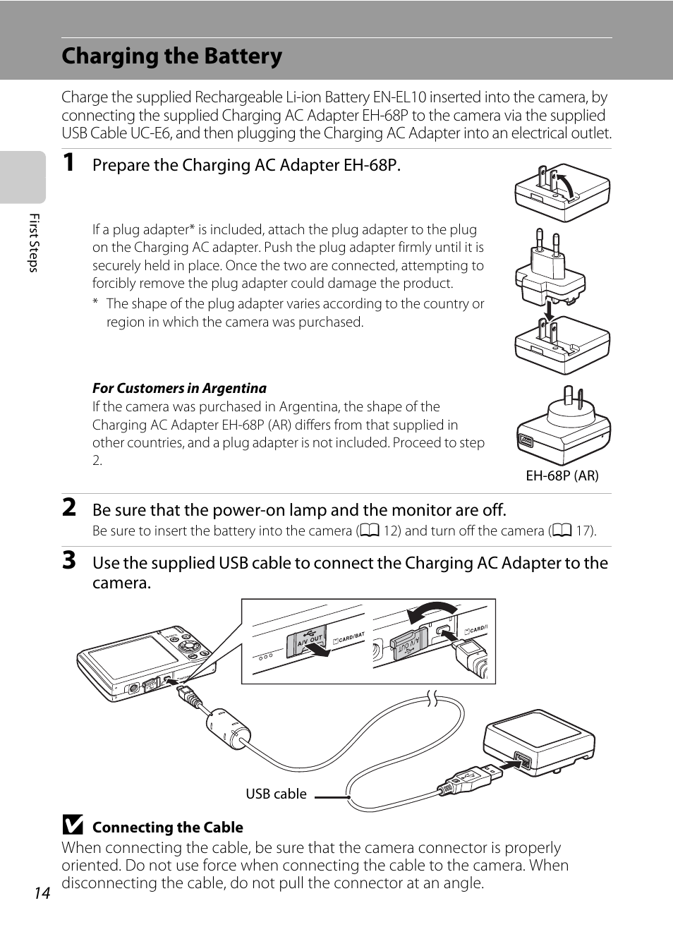 Charging the battery | Nikon S205 User Manual | Page 26 / 184