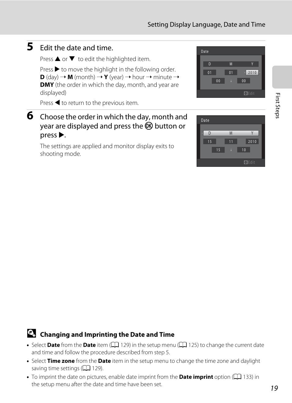 Edit the date and time | Nikon S205 User Manual | Page 31 / 184