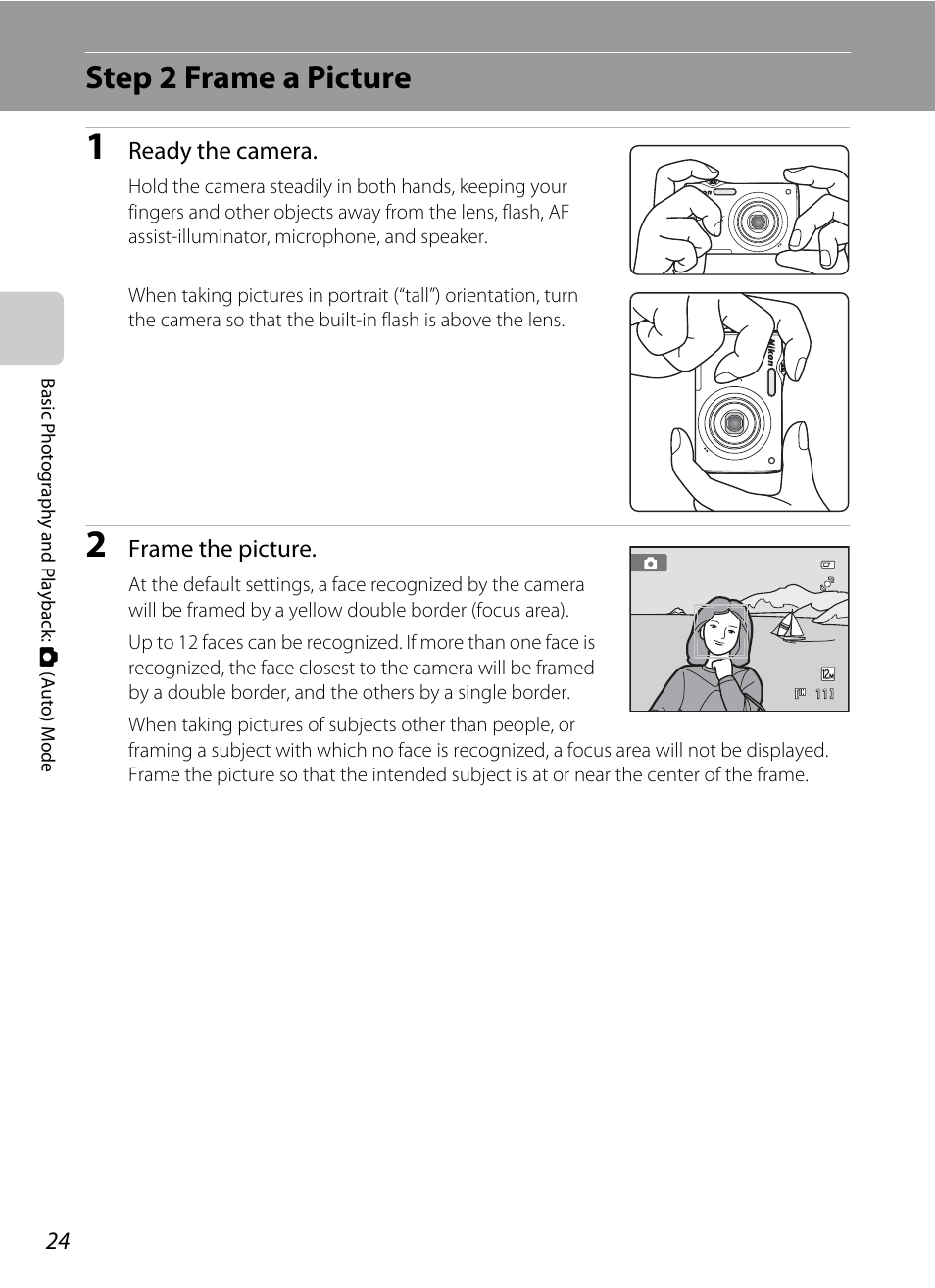 Step 2 frame a picture | Nikon S205 User Manual | Page 36 / 184