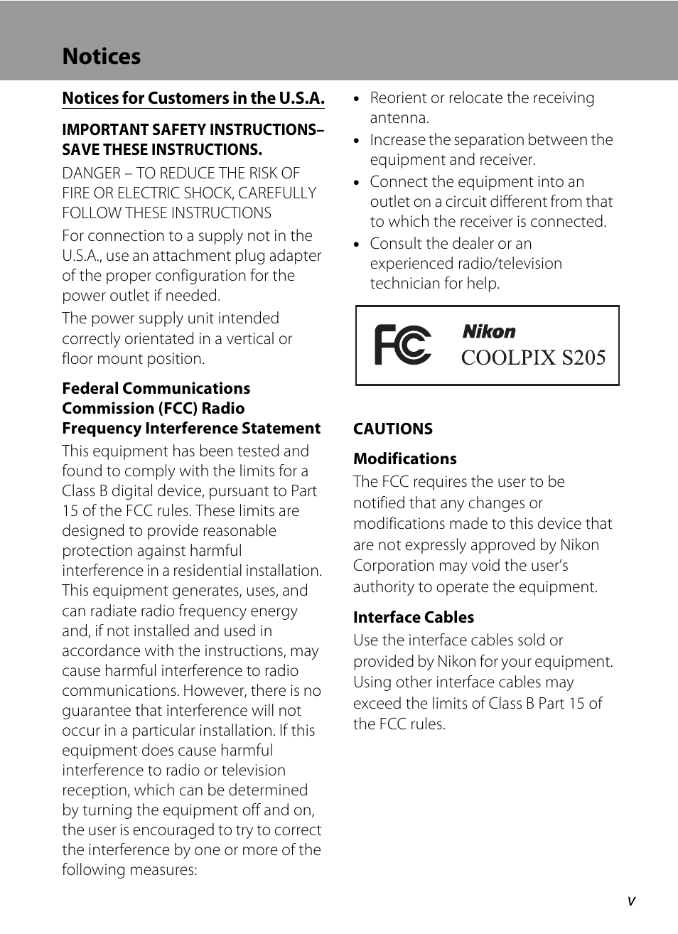 Notices | Nikon S205 User Manual | Page 7 / 184