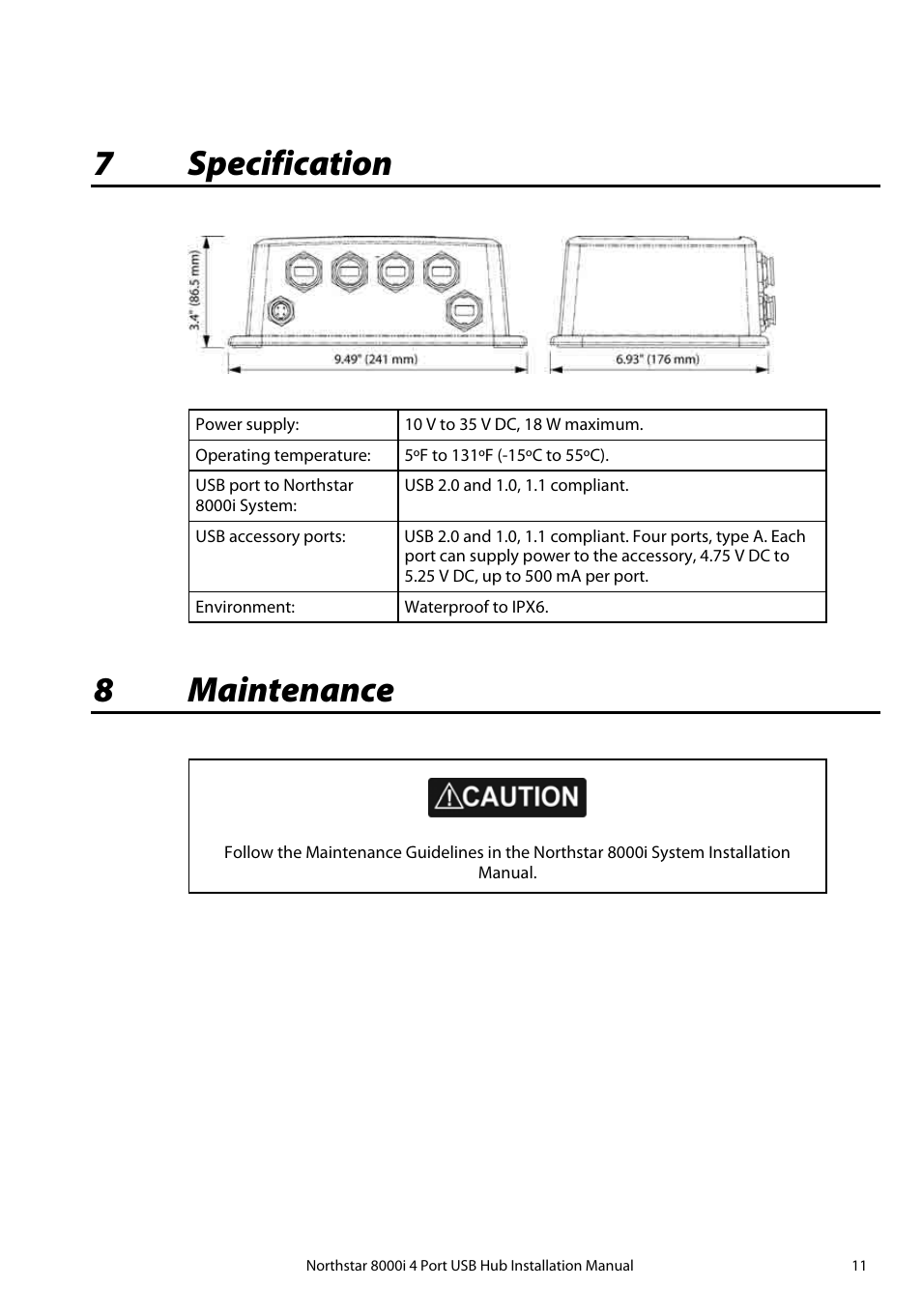 7 specification, 8 maintenance, 7specification | 8maintenance | North Star 8000i User Manual | Page 11 / 14