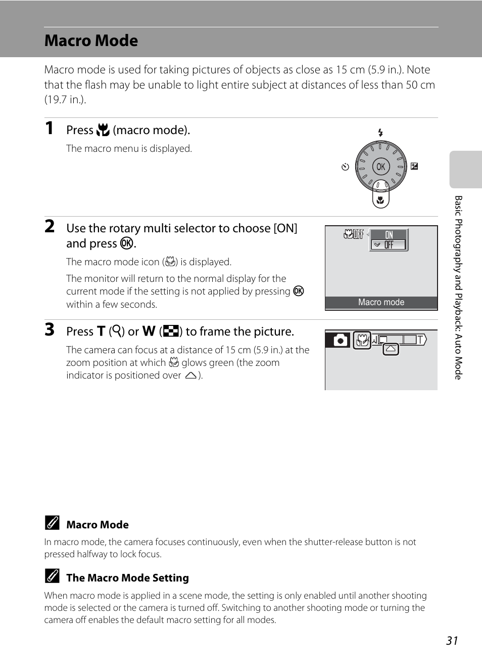 Macro mode, A 31) m, A 31) an | Nikon S510 User Manual | Page 43 / 148