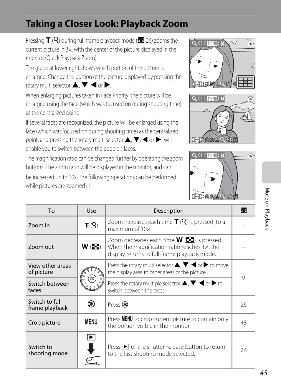 Taking a closer look: playback zoom | Nikon S510 User Manual | Page 57 / 148