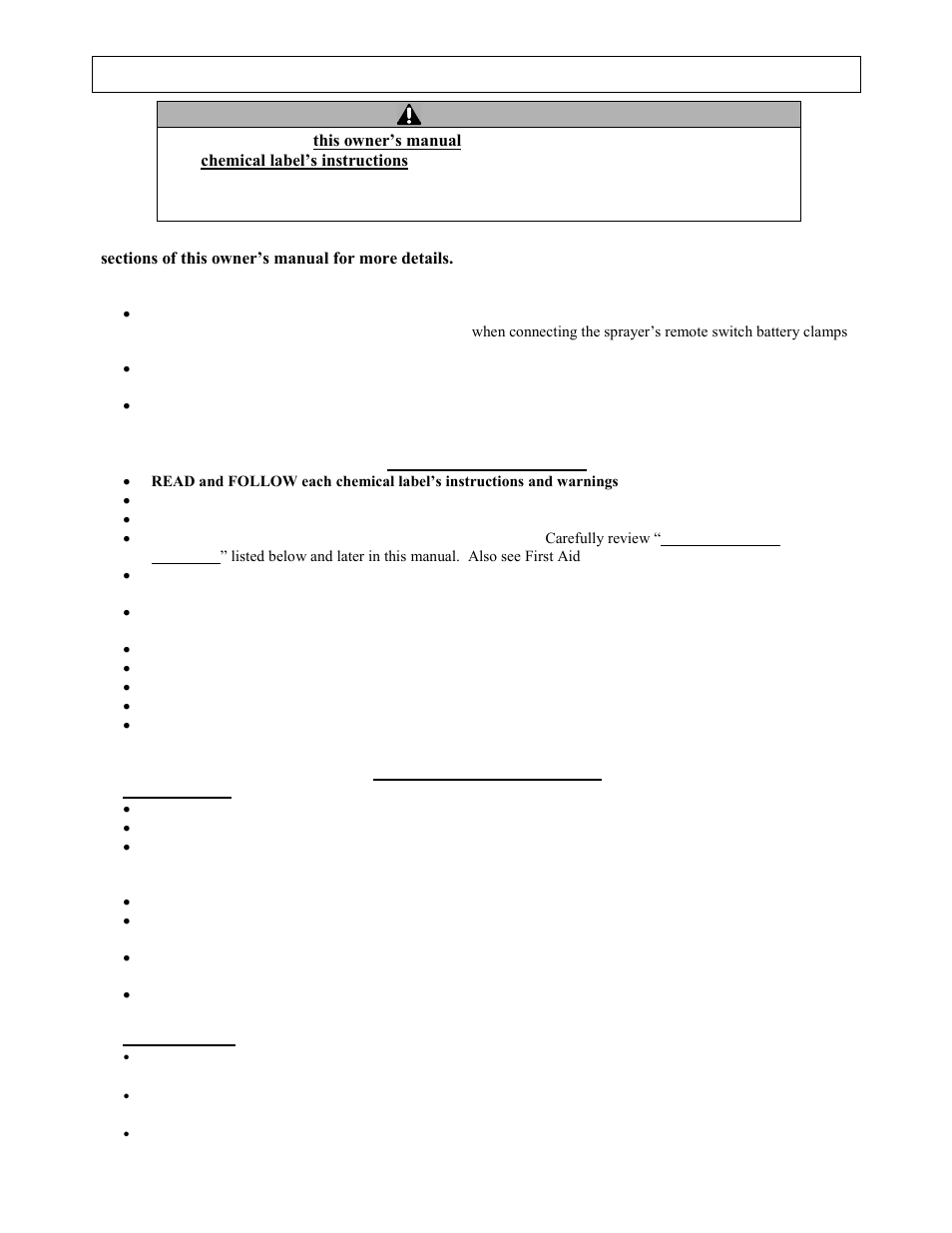 Summary of important safety information, Warning, During assembly | During operation, General chemical safety, Chemical application safety | North Star M268180M User Manual | Page 5 / 34