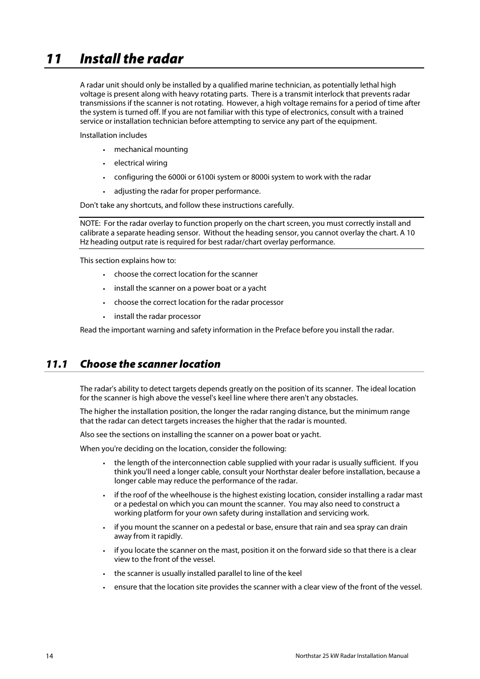 11 install the radar, Choose the scanner location, 1 choose the scanner location | North Star 10 kW User Manual | Page 14 / 53