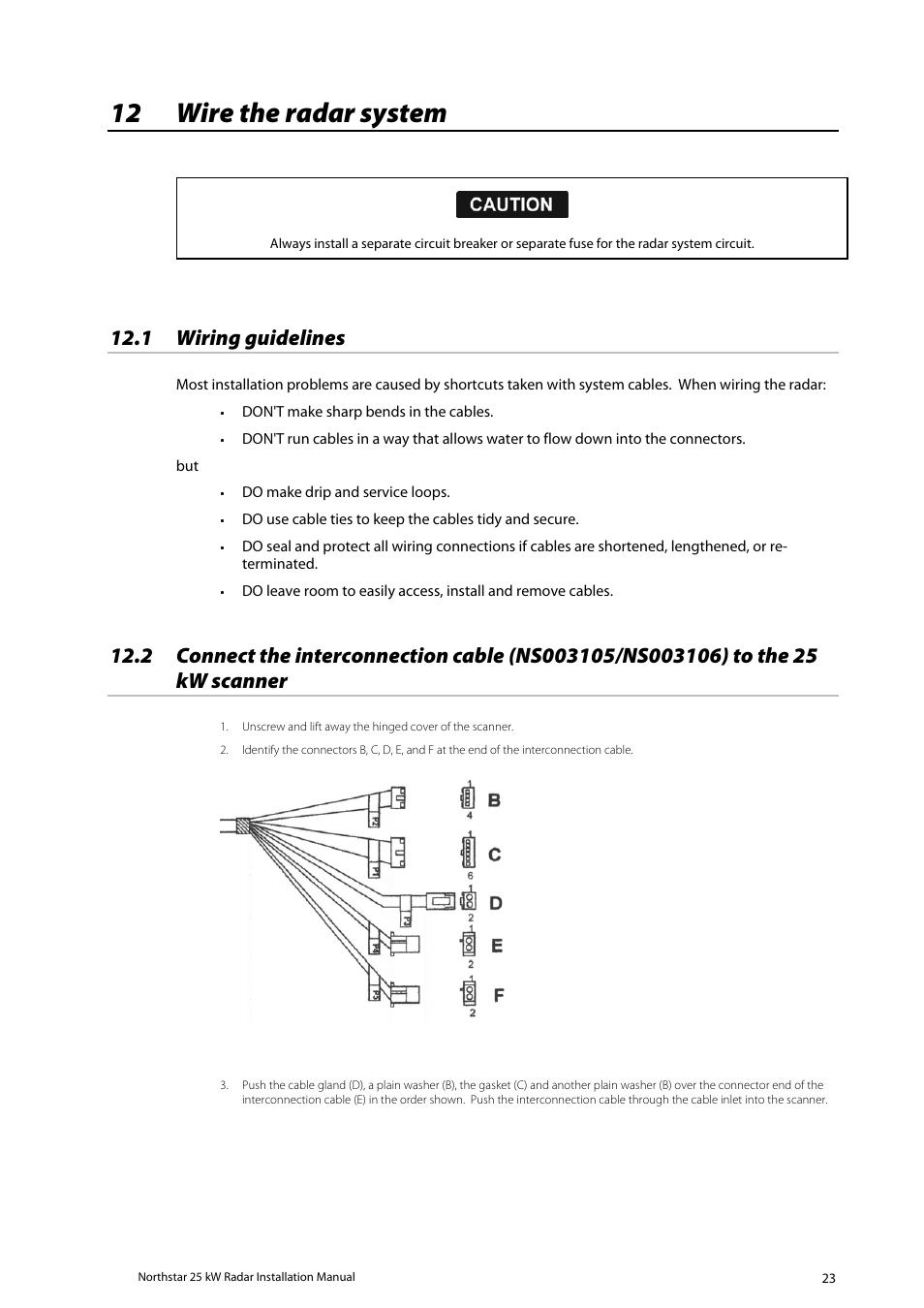 12 wire the radar system, Wiring guidelines, 1 wiring guidelines | North Star 10 kW User Manual | Page 23 / 53