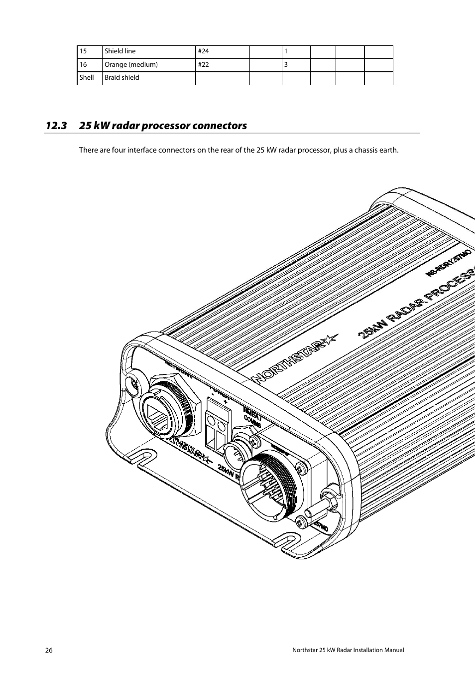 25 kw radar processor connectors, 3 25 kw radar processor connectors | North Star 10 kW User Manual | Page 26 / 53