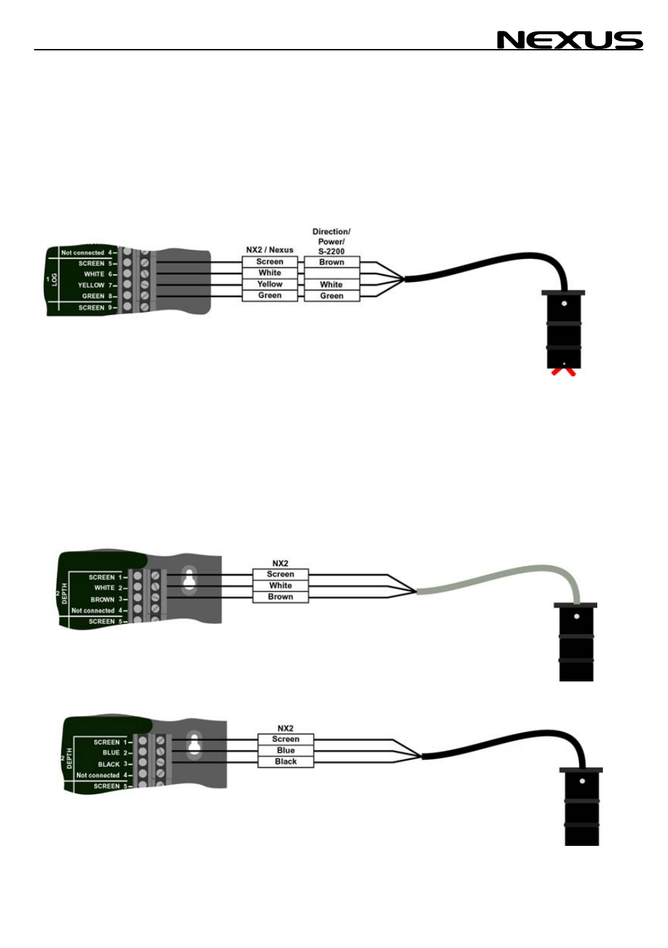 9 compatibility with our previous transducers, 1 log transducer, 2 depth transducer | Compatibility with our previous transducers, Log transducer, Depth transducer | Nexus 21 NX2 User Manual | Page 16 / 33