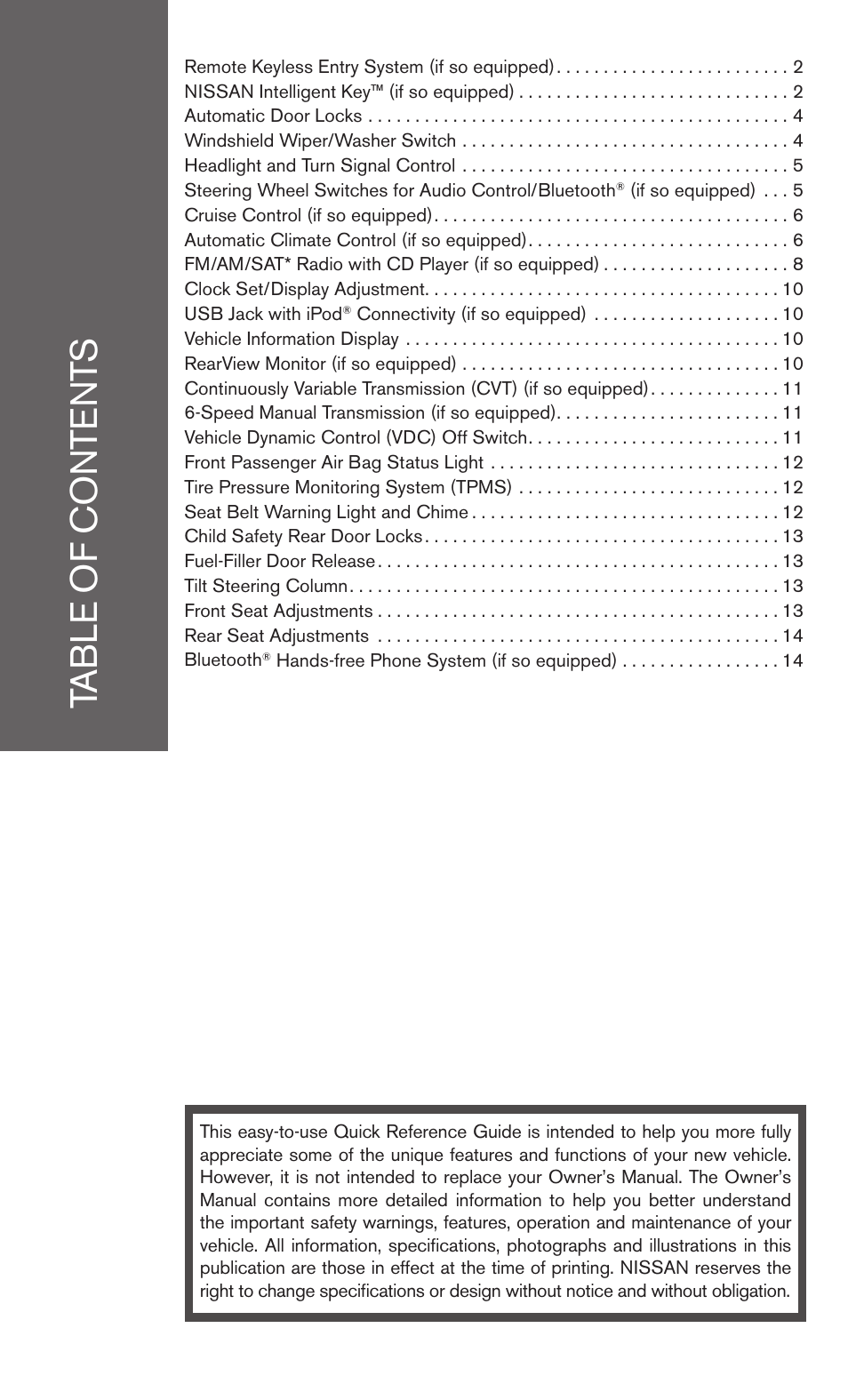 NISSAN 2010 Cube User Manual | Page 3 / 20