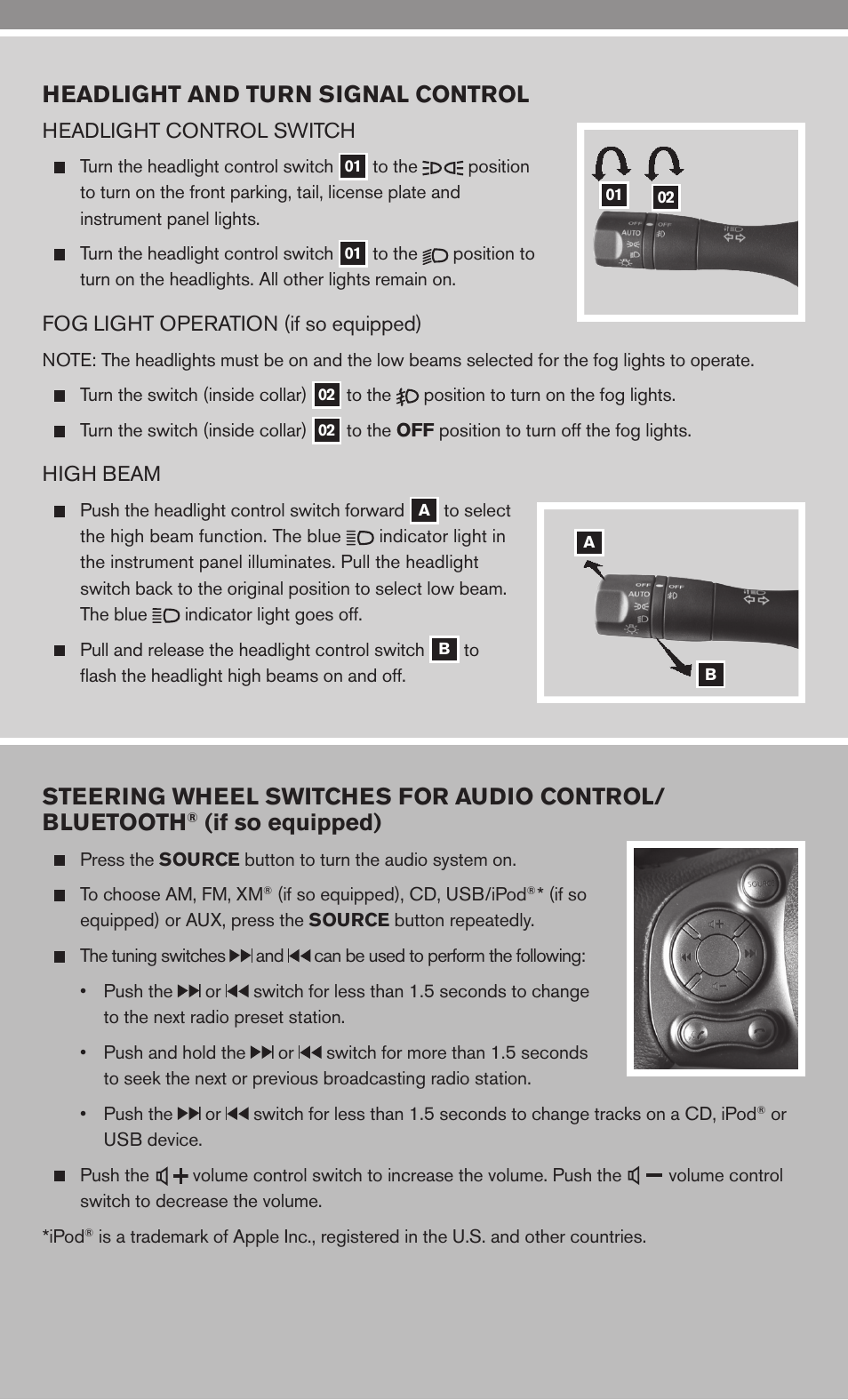 If so equipped), Headlight and turn signal control | NISSAN 2010 Cube User Manual | Page 7 / 20