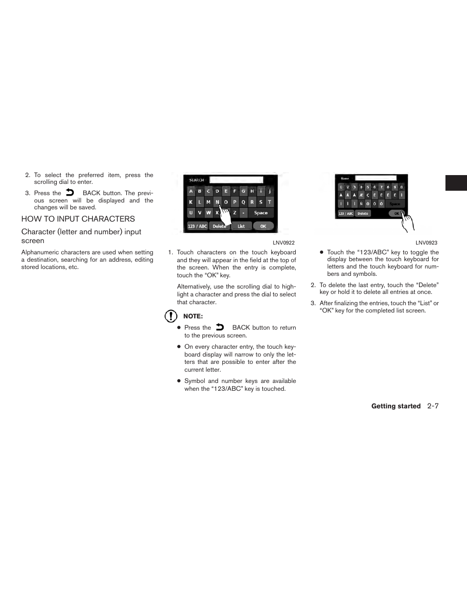 How to input characters -7 | NISSAN 2011 Rogue User Manual | Page 15 / 82