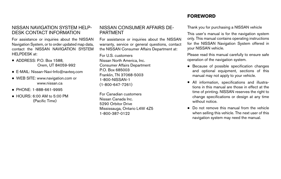 NISSAN 2011 Rogue User Manual | Page 2 / 82