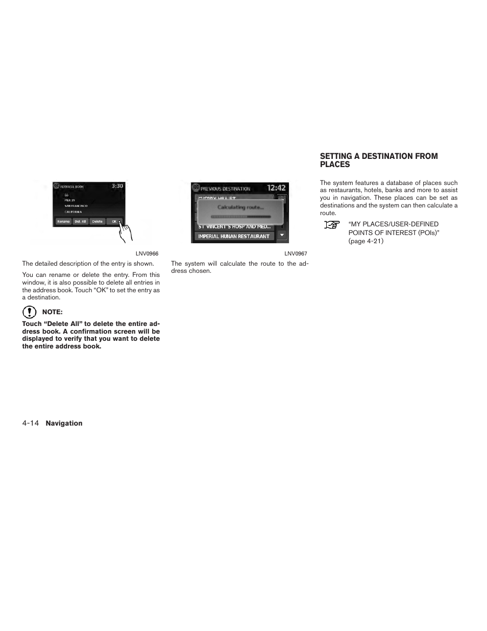 Setting a destination from places -14 | NISSAN 2011 Rogue User Manual | Page 42 / 82