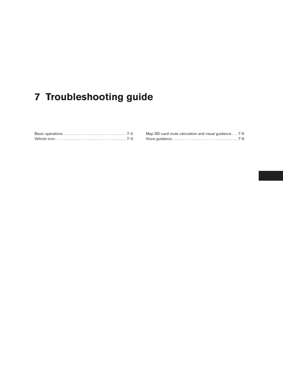 Troubleshooting guide, 7 troubleshooting guide | NISSAN 2011 Rogue User Manual | Page 75 / 82
