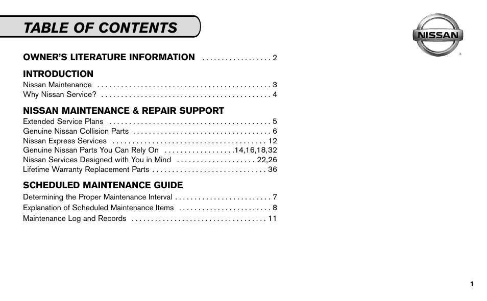 NISSAN 2009 Z Roadster User Manual | Page 2 / 59