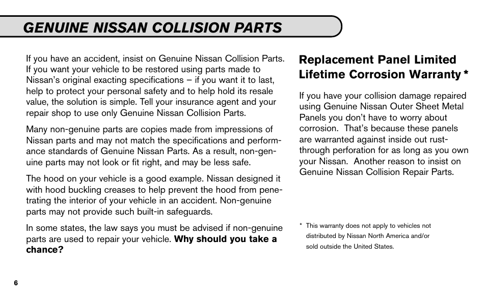 Genuine nissan collision parts | NISSAN 2009 Z Roadster User Manual | Page 7 / 59
