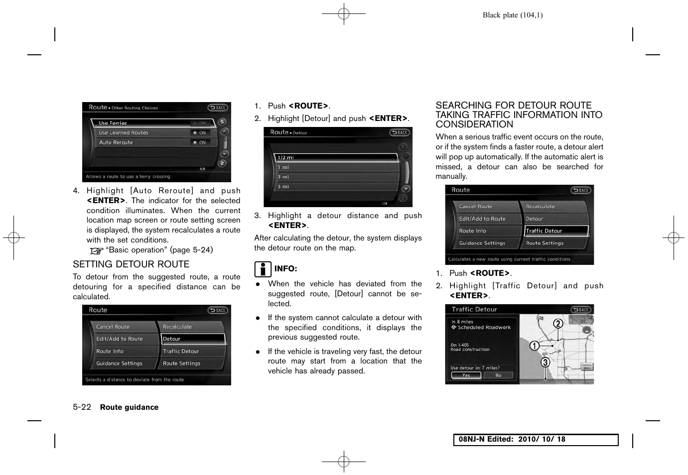 Setting detour route | NISSAN 2011 Maxima User Manual | Page 103 / 233