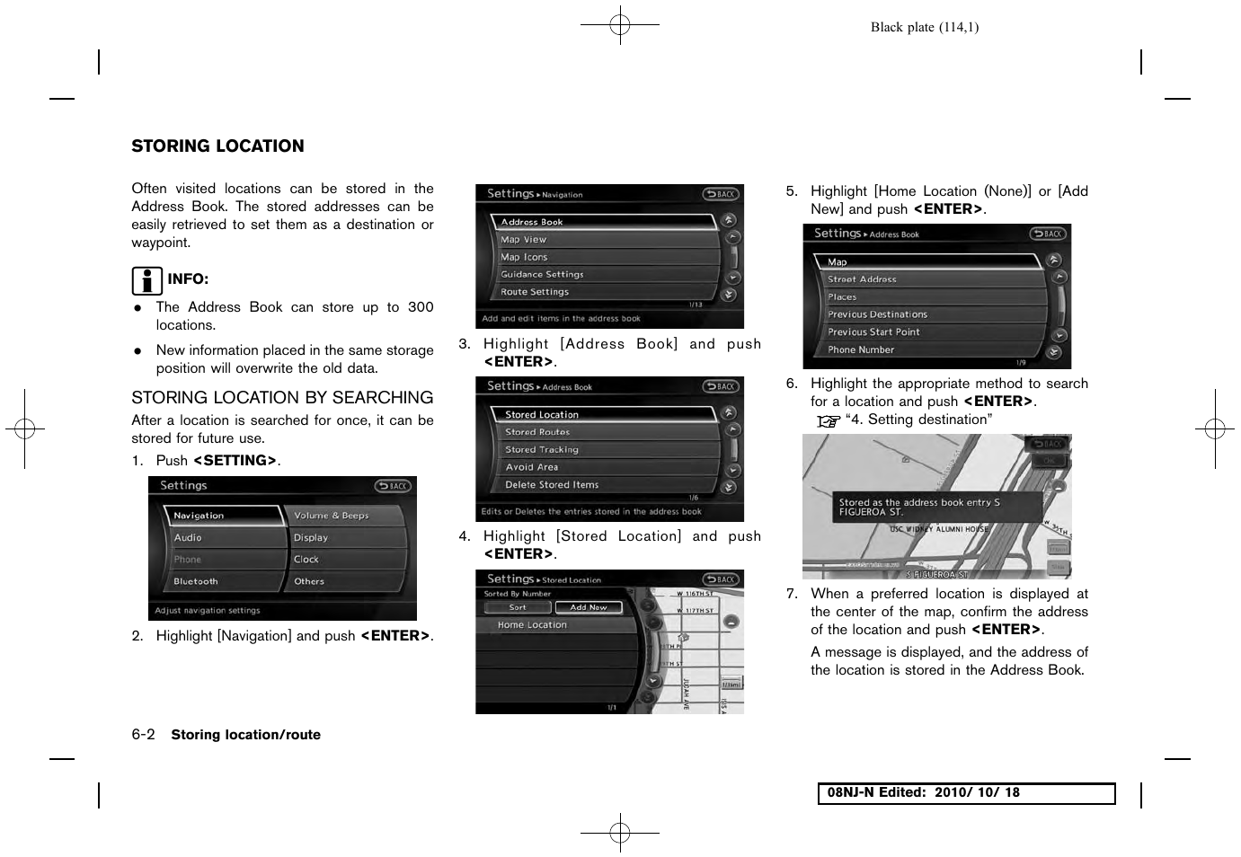 Storing location, Storing location by searching, Storing location -2 | Storing location by searching -2 | NISSAN 2011 Maxima User Manual | Page 113 / 233