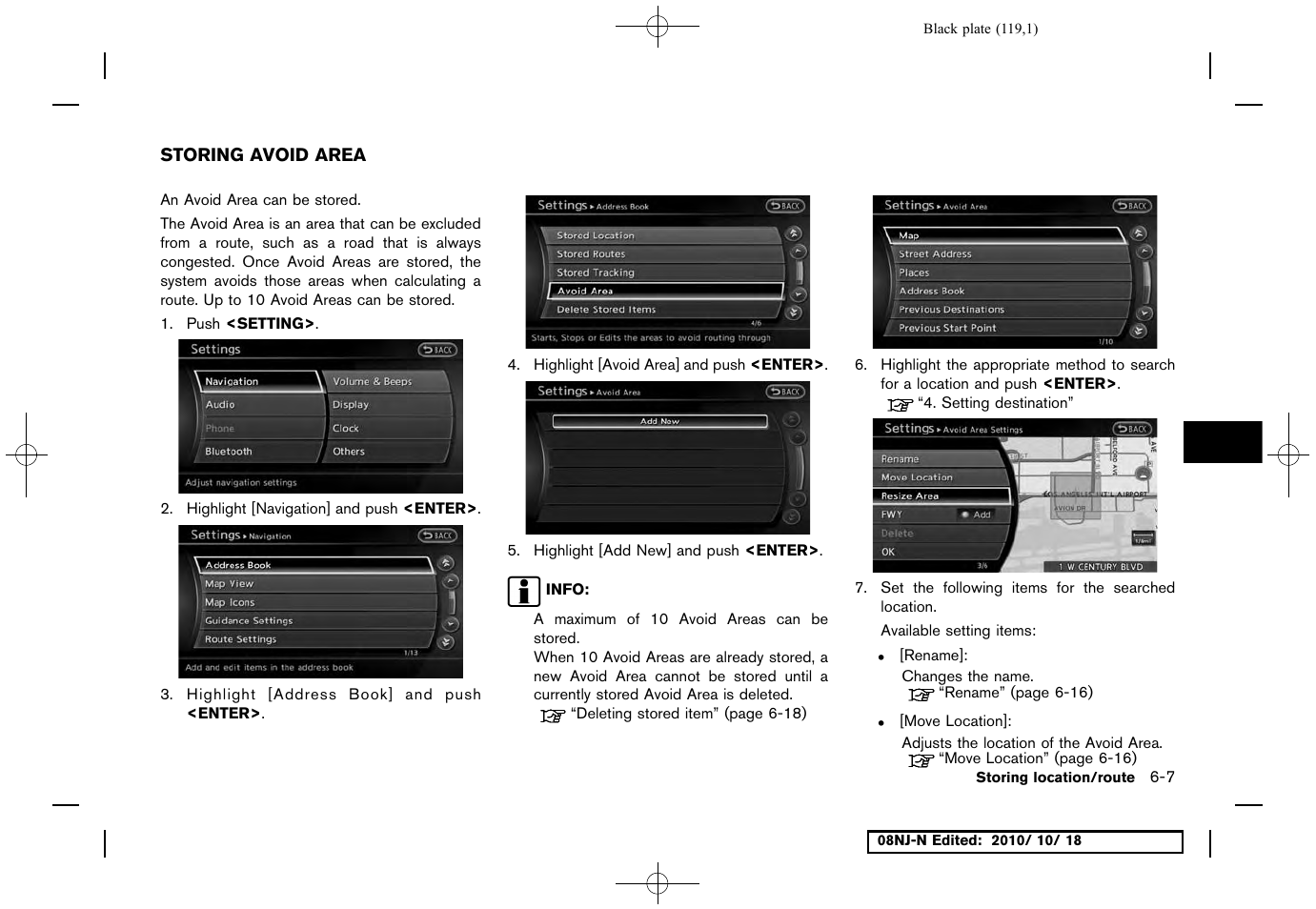 Storing avoid area, Storing avoid area -7 | NISSAN 2011 Maxima User Manual | Page 118 / 233