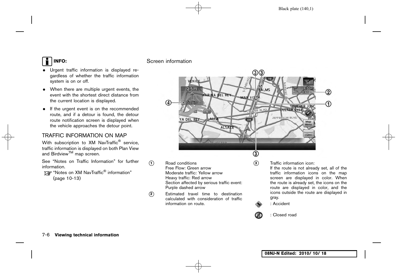 Traffic information on map, Screen information, Traffic information on map -6 | NISSAN 2011 Maxima User Manual | Page 139 / 233