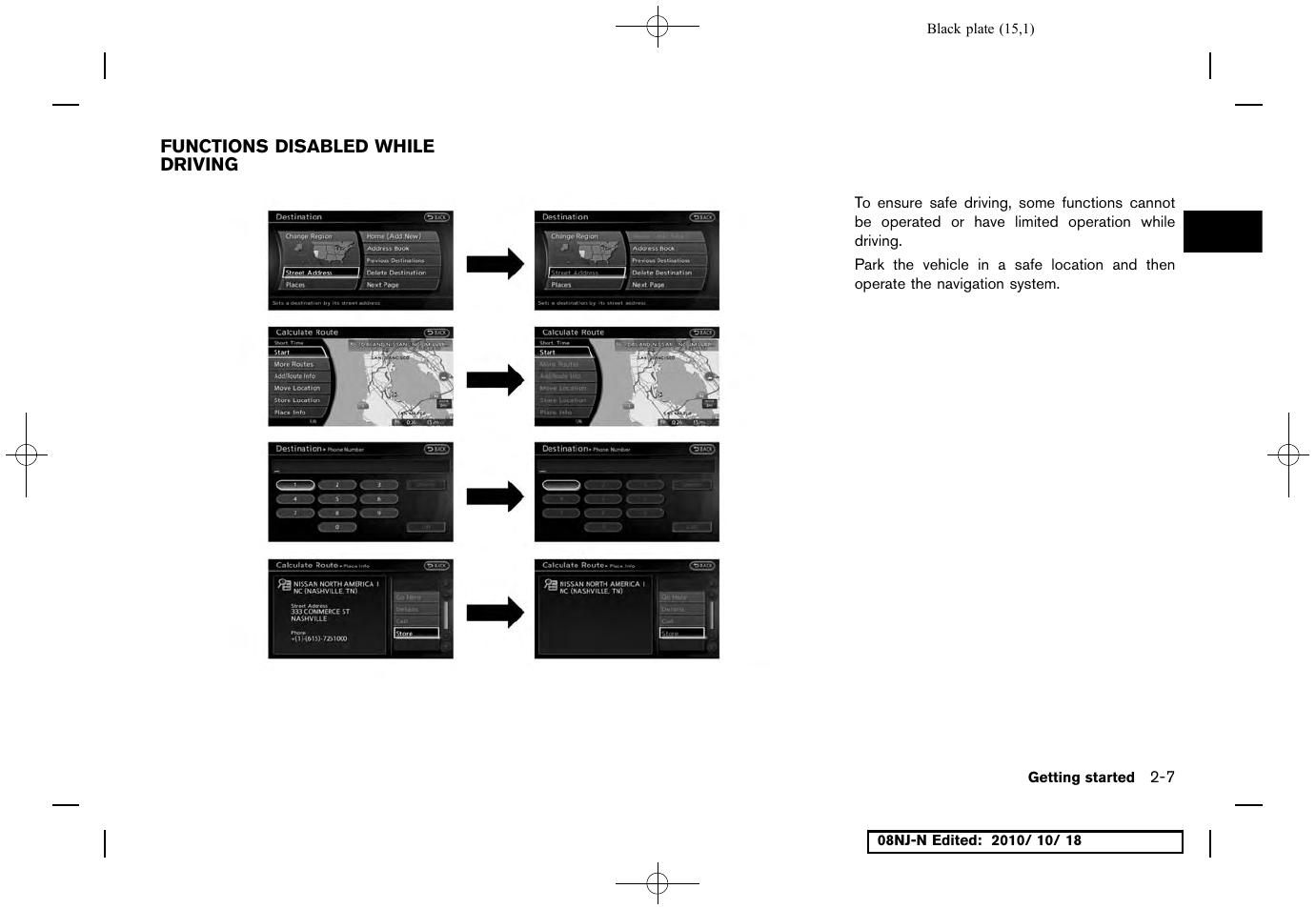 Functions disabled while driving, Functions disabled while driving -7 | NISSAN 2011 Maxima User Manual | Page 14 / 233