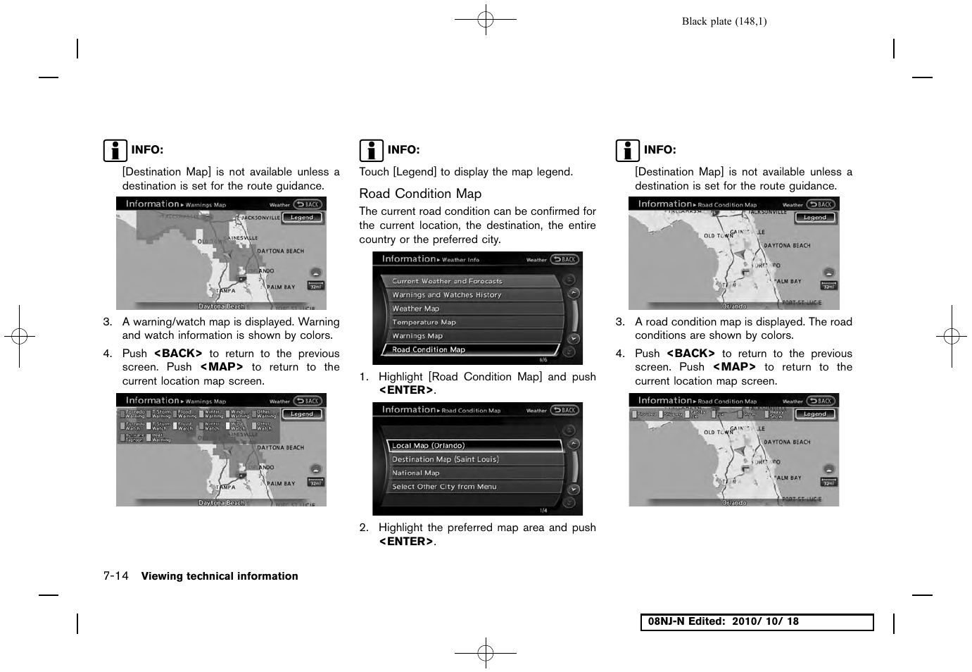 Road condition map | NISSAN 2011 Maxima User Manual | Page 147 / 233