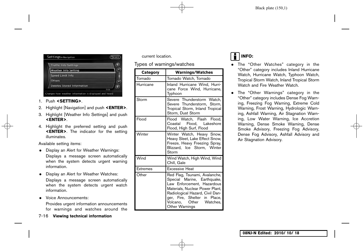 Types of warnings/watches | NISSAN 2011 Maxima User Manual | Page 149 / 233