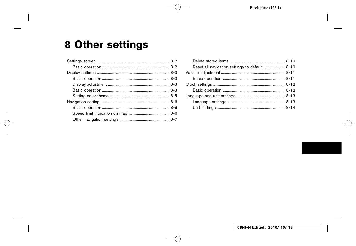 Other settings, 8 other settings | NISSAN 2011 Maxima User Manual | Page 152 / 233