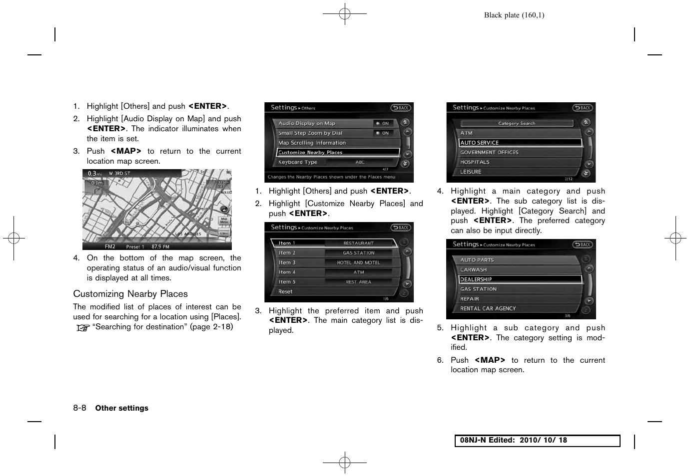 Customizing nearby places | NISSAN 2011 Maxima User Manual | Page 159 / 233