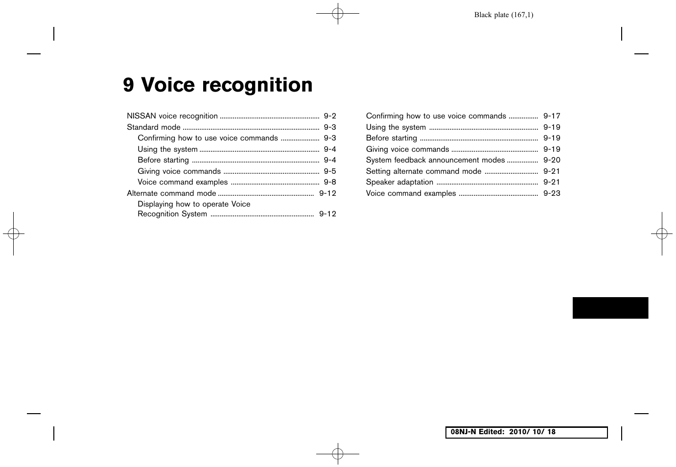 Voice recognition, 9 voice recognition | NISSAN 2011 Maxima User Manual | Page 166 / 233