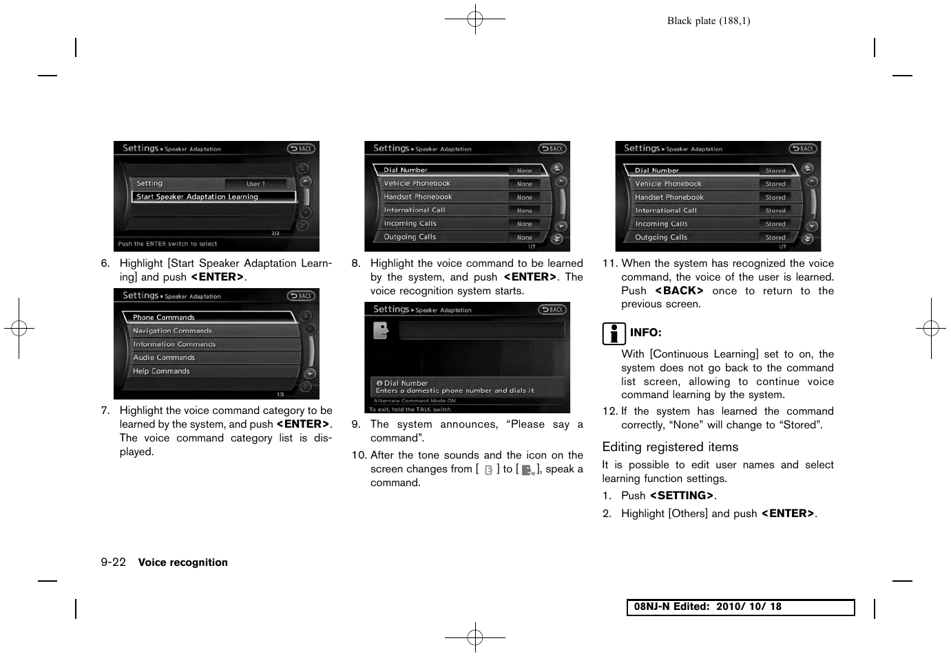 Editing registered items | NISSAN 2011 Maxima User Manual | Page 187 / 233