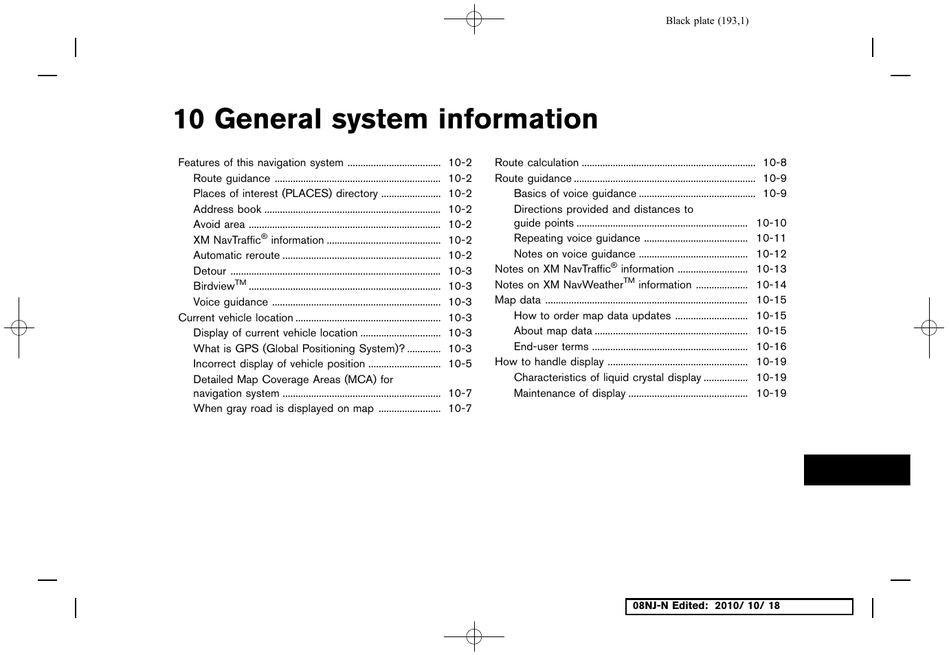 General system information, 10 general system information | NISSAN 2011 Maxima User Manual | Page 192 / 233