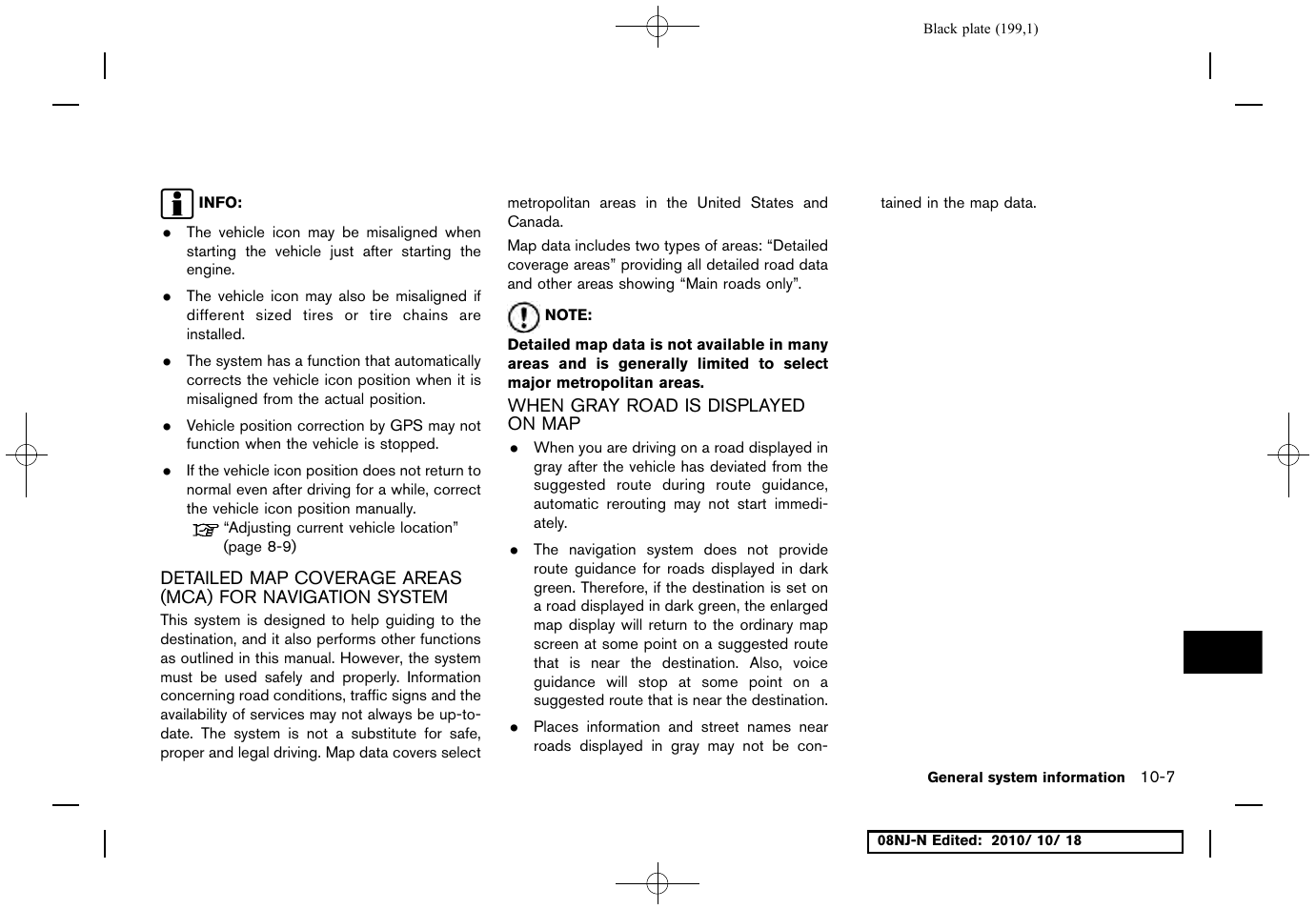 When gray road is displayed on map | NISSAN 2011 Maxima User Manual | Page 198 / 233