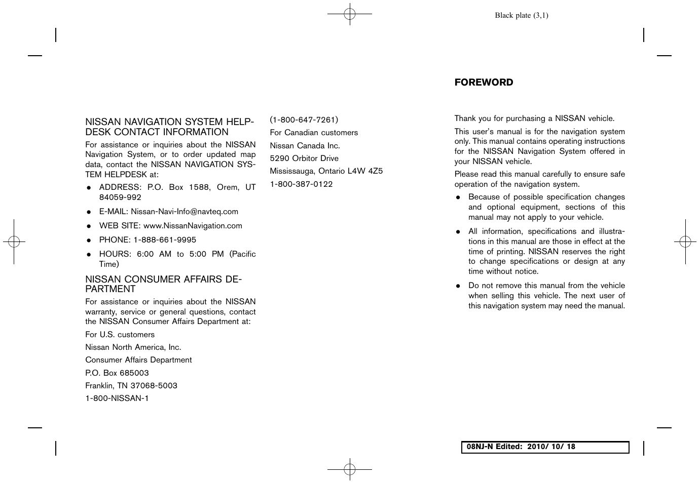 NISSAN 2011 Maxima User Manual | Page 2 / 233