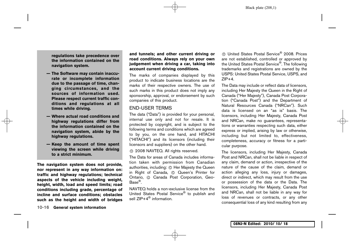 End-user terms, End-user terms -16 | NISSAN 2011 Maxima User Manual | Page 207 / 233