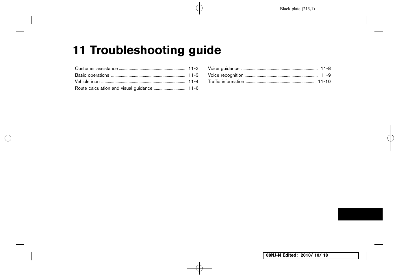 Troubleshooting guide, 11 troubleshooting guide | NISSAN 2011 Maxima User Manual | Page 212 / 233