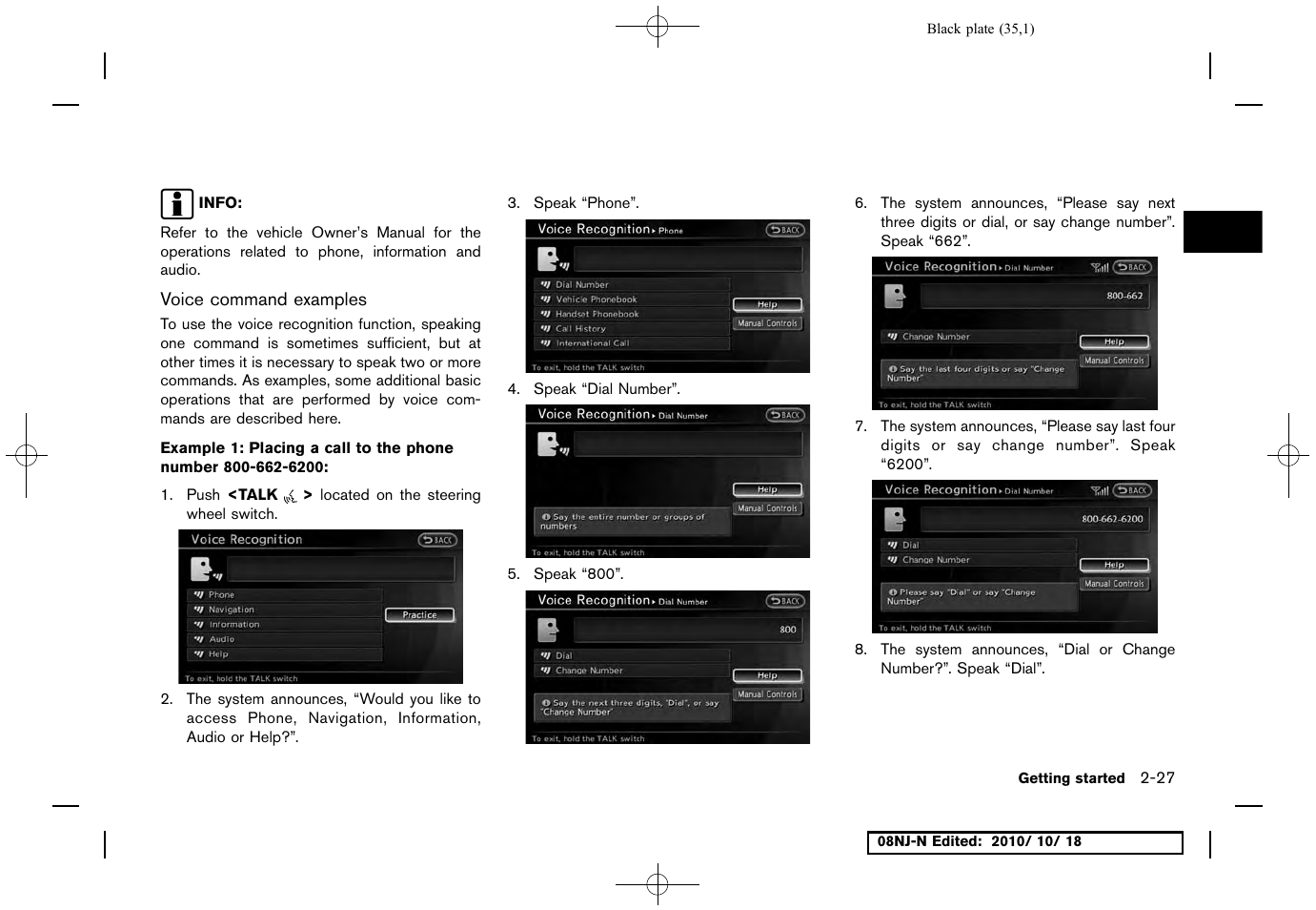 Voice command examples | NISSAN 2011 Maxima User Manual | Page 34 / 233