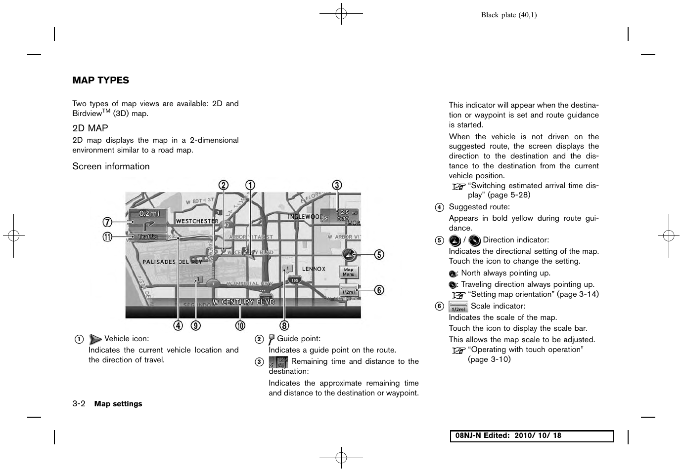 Map types, 2d map, Screen information | Map types -2, 2d map -2 | NISSAN 2011 Maxima User Manual | Page 39 / 233