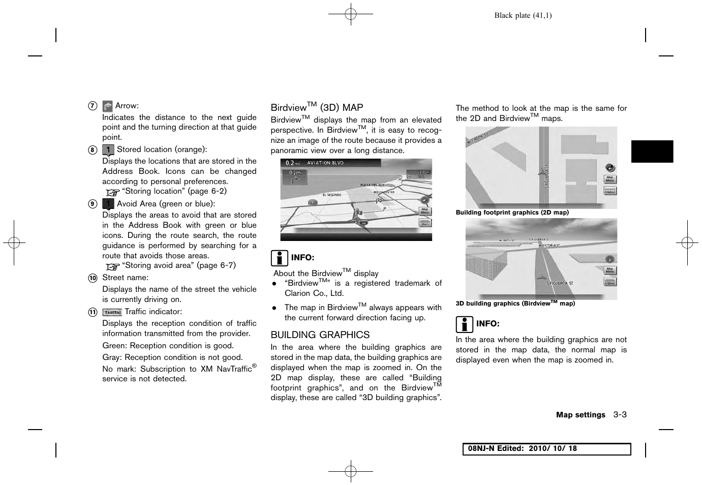 Birdview™ (3d) map, Building graphics, Birdview | 3d) map -3, Building graphics -3 | NISSAN 2011 Maxima User Manual | Page 40 / 233