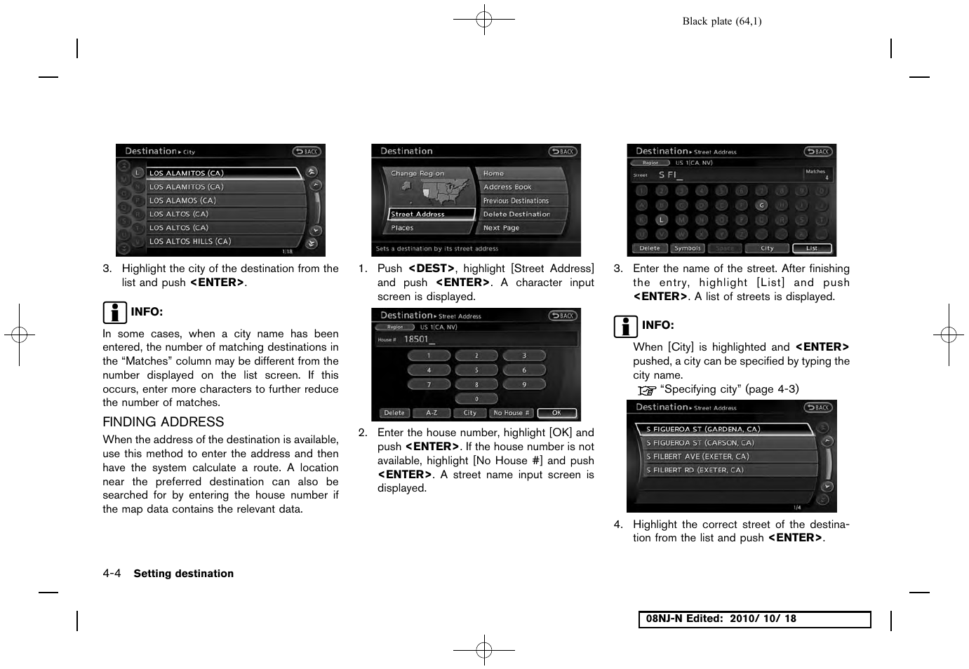 Finding address, Finding address -4 | NISSAN 2011 Maxima User Manual | Page 63 / 233