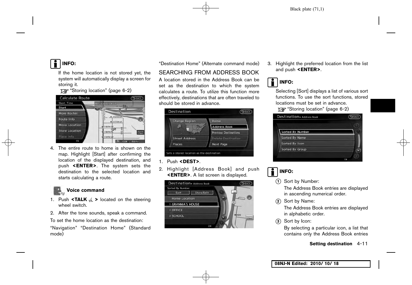 Searching from address book, Searching from address book -11 | NISSAN 2011 Maxima User Manual | Page 70 / 233