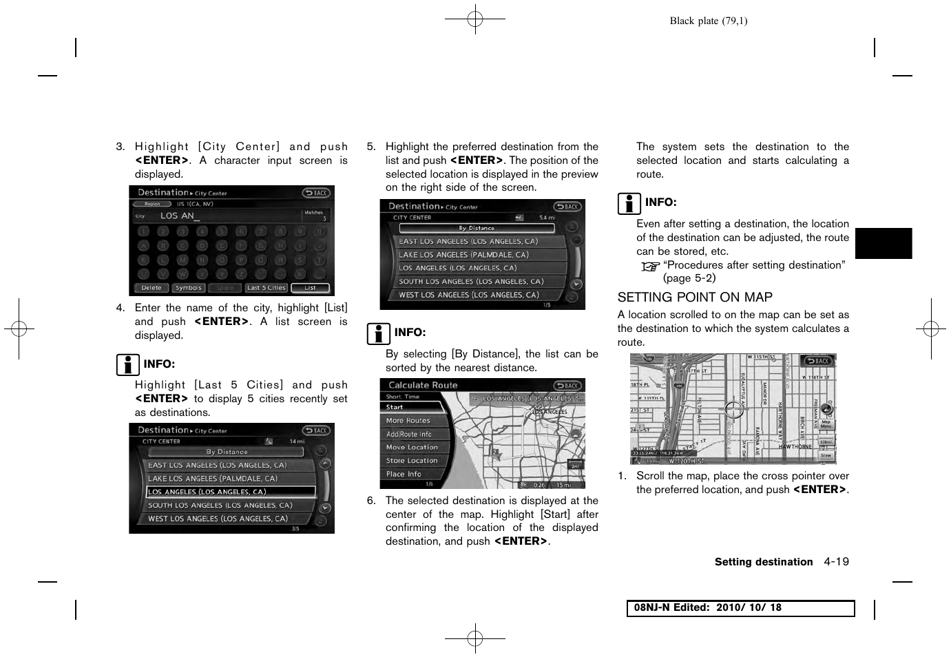 Setting point on map, Setting point on map -19 | NISSAN 2011 Maxima User Manual | Page 78 / 233