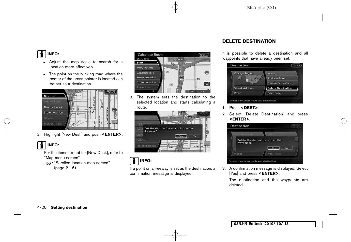 Delete destination, Delete destination -20 | NISSAN 2011 Maxima User Manual | Page 79 / 233