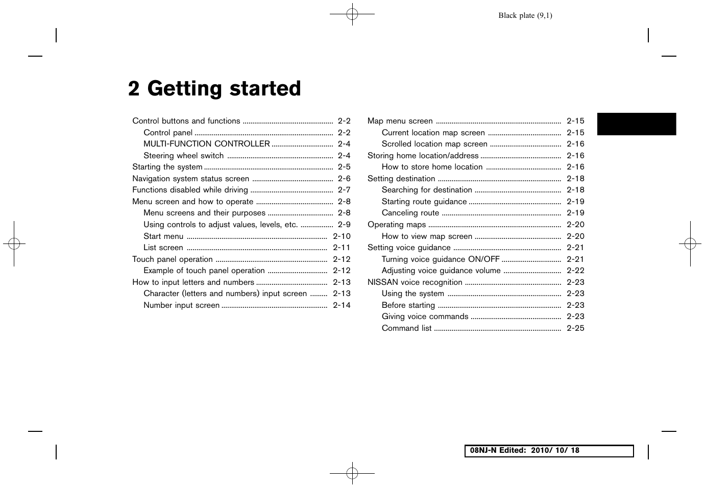 Getting started, 2 getting started | NISSAN 2011 Maxima User Manual | Page 8 / 233